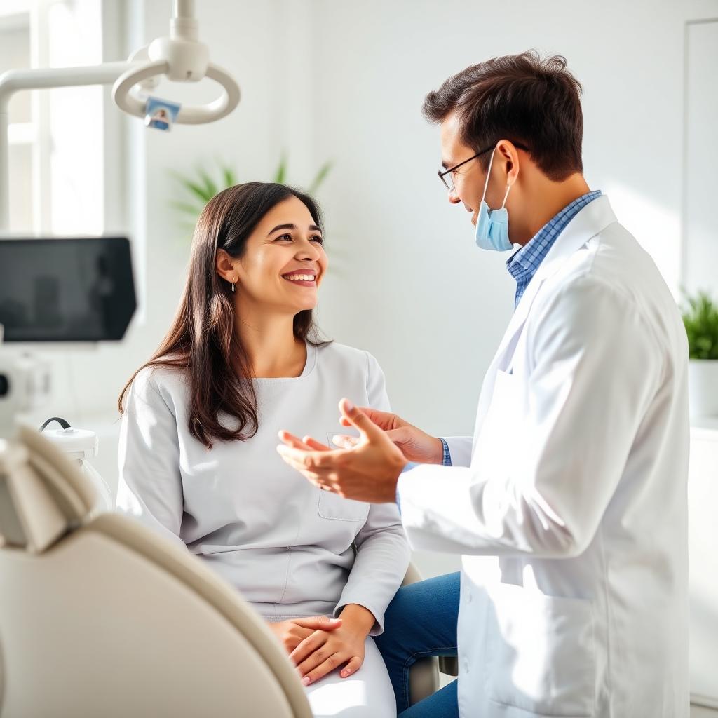 Dentist consulting with patient